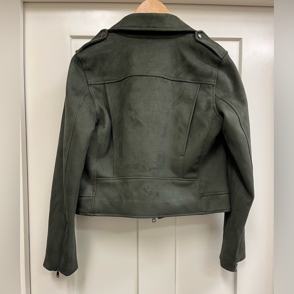 Banana Republic Green Vegan Faux Suede Motorcycle Jacket Size M - Picture 8 of 12